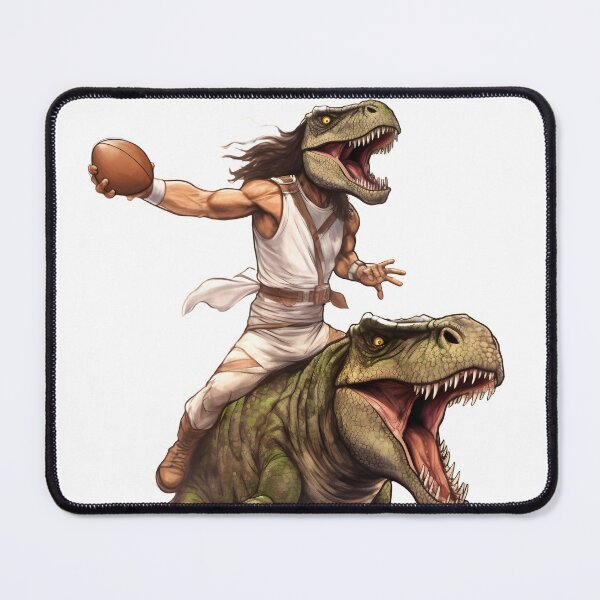 Item preview, Masked Jesus Riding Dinosaur Playing Football–Who Would Jesus Draft In The First Round of Fantasy Football? A Dinosaur  designed and sold by ignasirus.