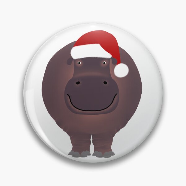 Item preview, Hippo in a Christmas hat designed and sold by RachelLShaw.