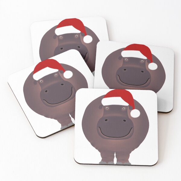 Item preview, Hippo in a Christmas hat designed and sold by RachelLShaw.