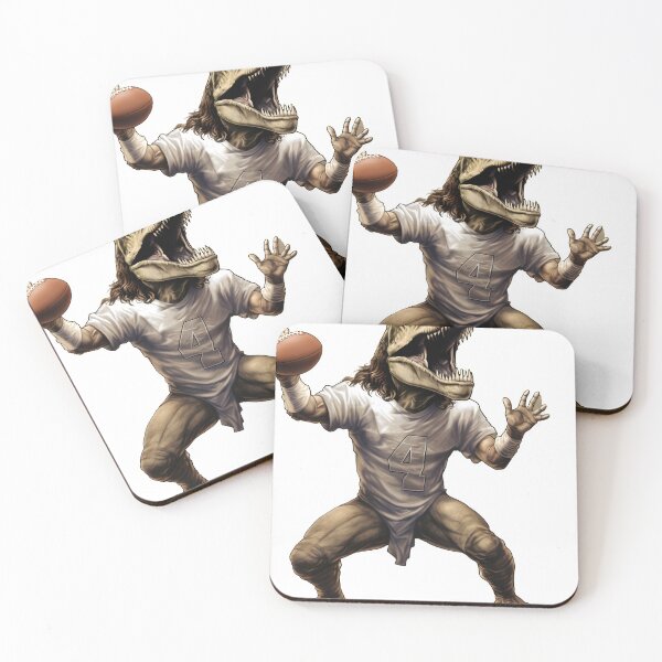 Item preview, Dinosaur Playing Football–drafted by none other than Jesus, this T-Rex is a formidable opponent by any standard. designed and sold by ignasirus.