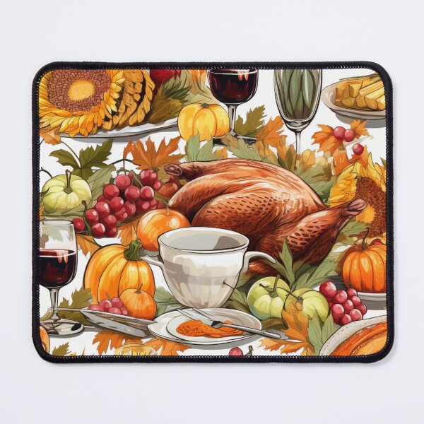 Item preview, Thanksgiving pattern with turkey, whine and pumpkins designed and sold by Vindbult.