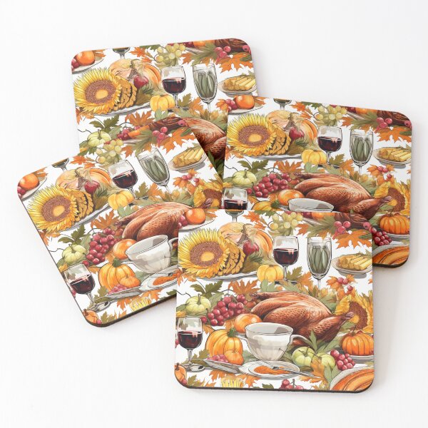 Item preview, Thanksgiving pattern with turkey, whine and pumpkins designed and sold by Vindbult.