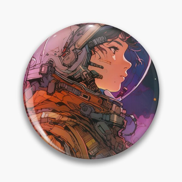 Item preview, Cool Orange and Purple Cosmic Astronaut Anime Girl designed and sold by bubblegoth.