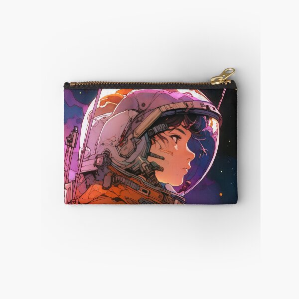 Item preview, Cool Orange and Purple Cosmic Astronaut Anime Girl designed and sold by bubblegoth.