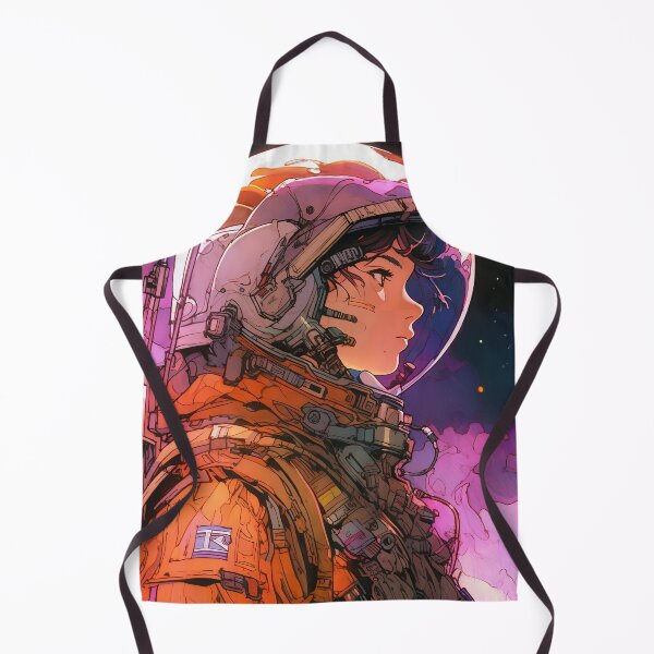 Item preview, Cool Orange and Purple Cosmic Astronaut Anime Girl designed and sold by bubblegoth.