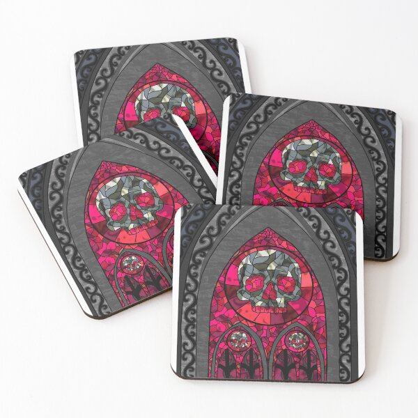 Item preview, Stained glass skulls red designed and sold by MissFionaBArt.