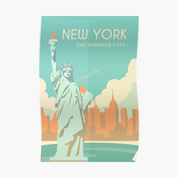 Vintage Statue of Liberty New York City Travel Poster
