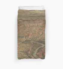 Vintage Pictorial Map of Hartford Connecticut (1864) Duvet Cover