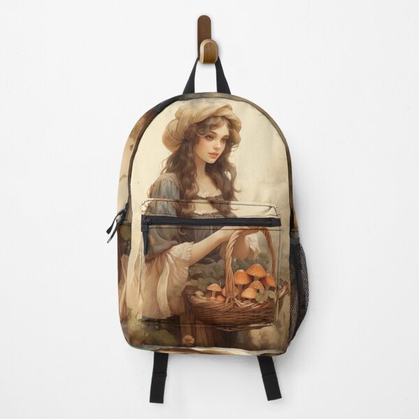 Item preview, Cute Mushroom Picker, Merry Mushroom, Vintage, Watercolor designed and sold by Sunmoonlove.