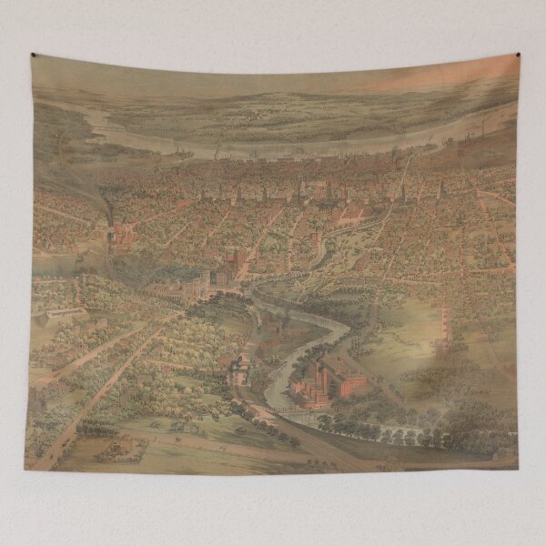 Item preview, Vintage Pictorial Map of Hartford Connecticut (1864) designed and sold by BravuraMedia.