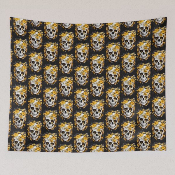 Item preview, Skull Harmony: Aesthetic Floral Fusion in Yellow designed and sold by ArtemExpressio.