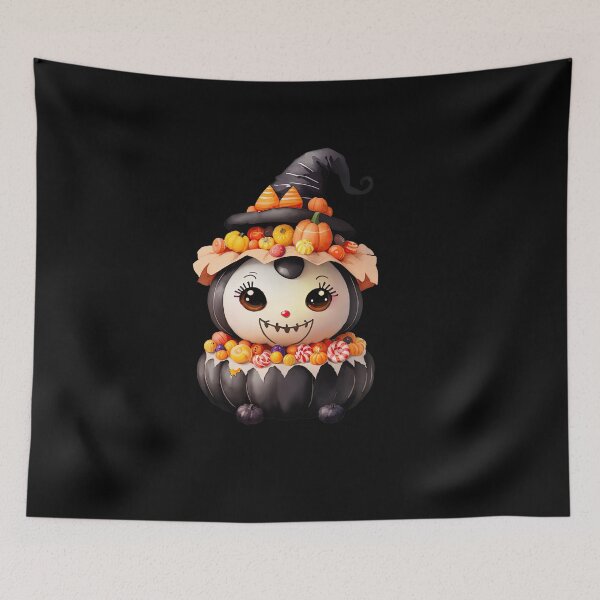 Item preview, Black Halloween Pumpkin with Witches Hat and Candy designed and sold by pixclipart.