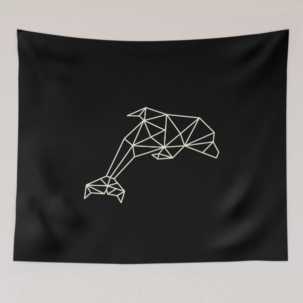 Item preview, Minimalist gold and dark geometric wildlife dolphin designed and sold by tharaka-merch.
