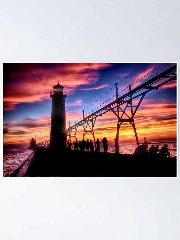 Grand Haven Michigan Skyline Print Lake Michigan Grand Haven Poster