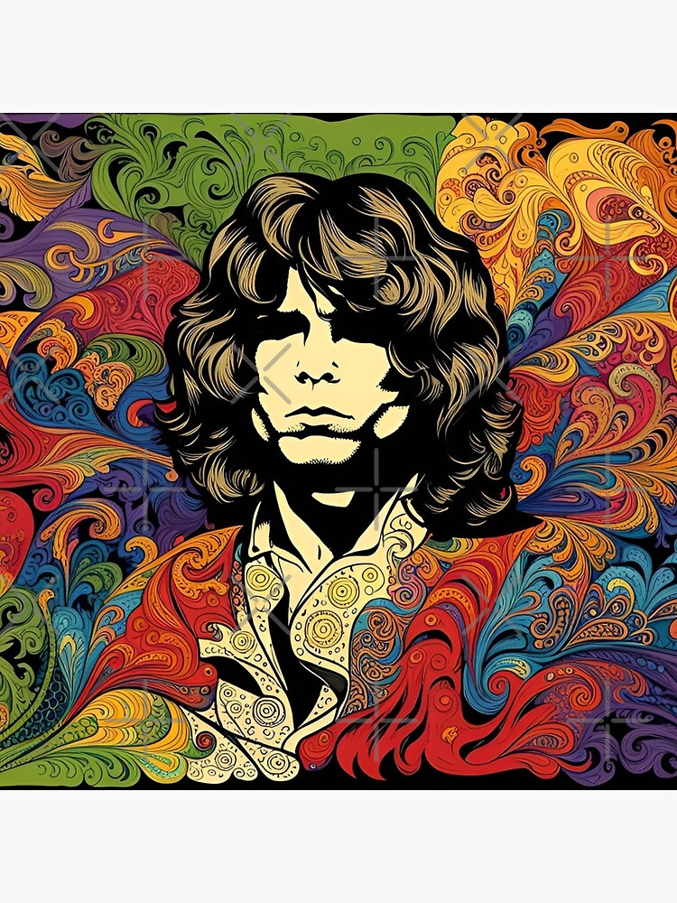 Jim Morrison - Artist Rendition in Woodblock Print - online Art Print