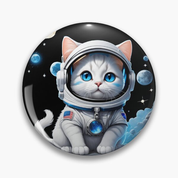 Item preview, Cute white space cat with blue eyes looking at the moon and stars.Astronaut cat. designed and sold by By-Jeff.