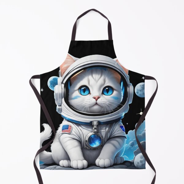 Item preview, Cute white space cat with blue eyes looking at the moon and stars.Astronaut cat. designed and sold by By-Jeff.