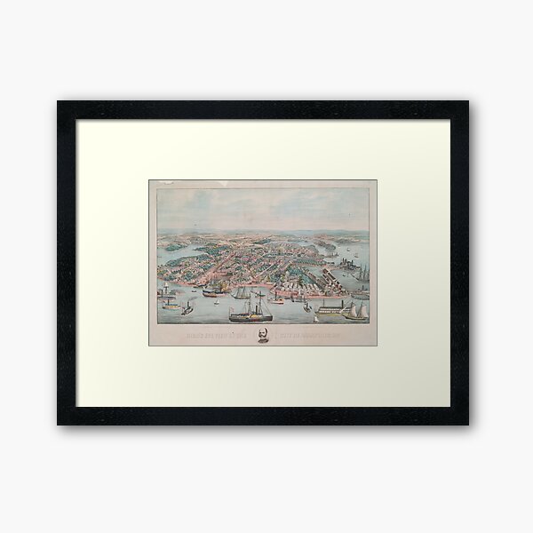 Vintage Pictorial Map of Annapolis MD (1864) Framed Art Print