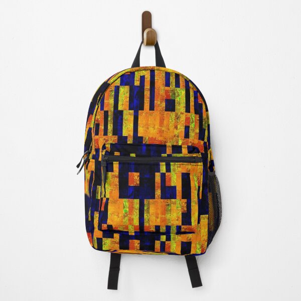 Item preview, Abstract geometric grunge velvet darkblue yellow orange patchwork designed and sold by ArtistSunny.