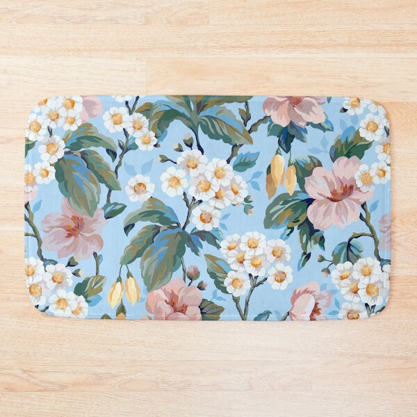 Aperçu de l'œuvre Jardin Floral Vintage - Bleu & Rose créée et vendue par Sarah Thorpe Designs .