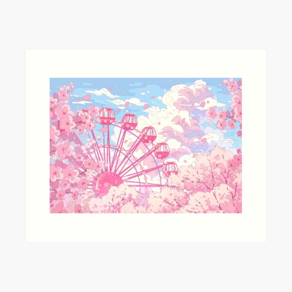 Item preview, The ferris wheel and pink cherry blosom  designed and sold by AnGoArt.