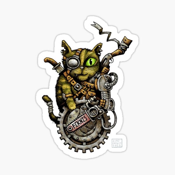 Steampunx cat warrior Sticker