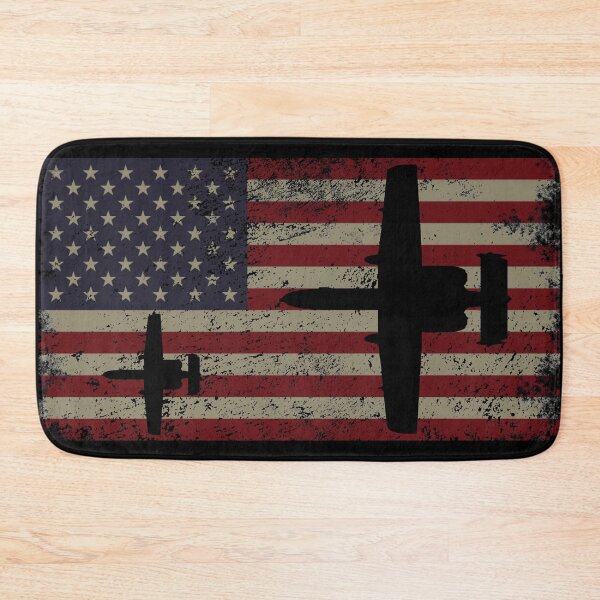 Item preview, A-10 Thunderbolt II Warthog Plane Vintage Worn Effect USA Flag designed and sold by MilitaryMart.