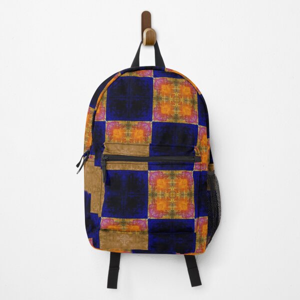 Item preview, Bright geometric velvet textured orange khaki midnightblue patchwork designed and sold by ArtistSunny.