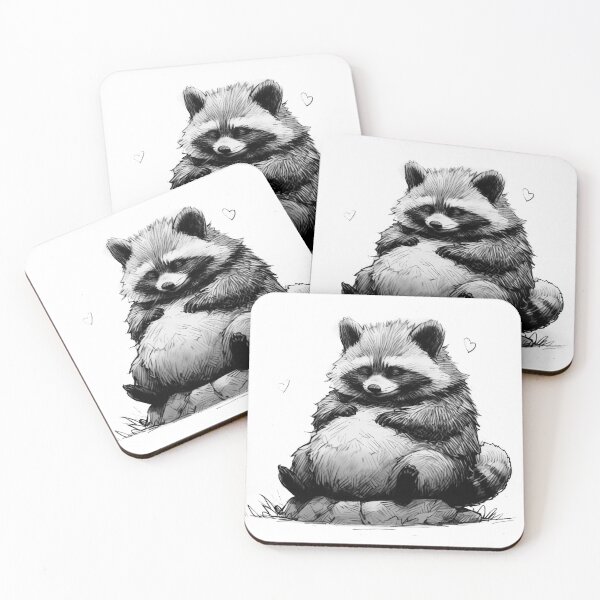 Item preview, Sleepy Raccoon on Stone: Adorable Anime-Inspired Gift designed and sold by YeahIDoDesign.