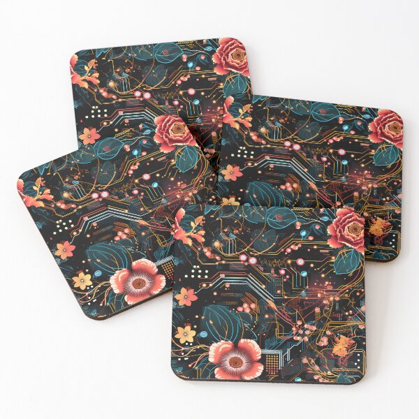 Item preview, Cyberpunk Flowers and Circuitry Pattern designed and sold by SchorlCraft.