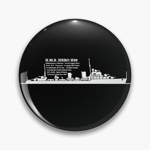 Item preview, H.M.S. Hero H99 British WW2 Destroyer Ship Infographic Silhouette designed and sold by MilitaryMart.