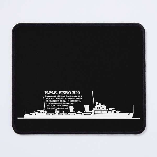 Item preview, H.M.S. Hero H99 British WW2 Destroyer Ship Infographic Silhouette designed and sold by MilitaryMart.