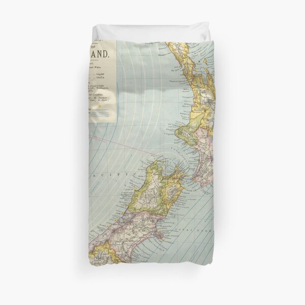 Vintage Map of New Zealand (1883) Duvet Cover