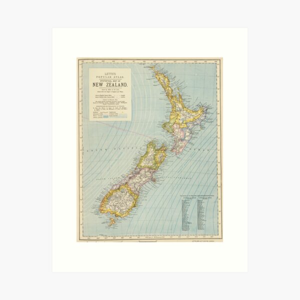 Vintage New Zealand Nautical Map Poster Print Art Old Office Home Pop Wall Decor 