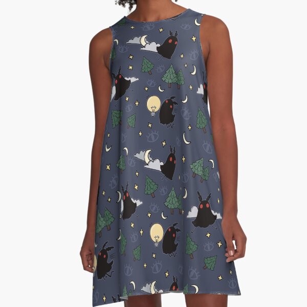 Moth Man Moonlight - Gruseliges Designmuster A-Linien Kleid