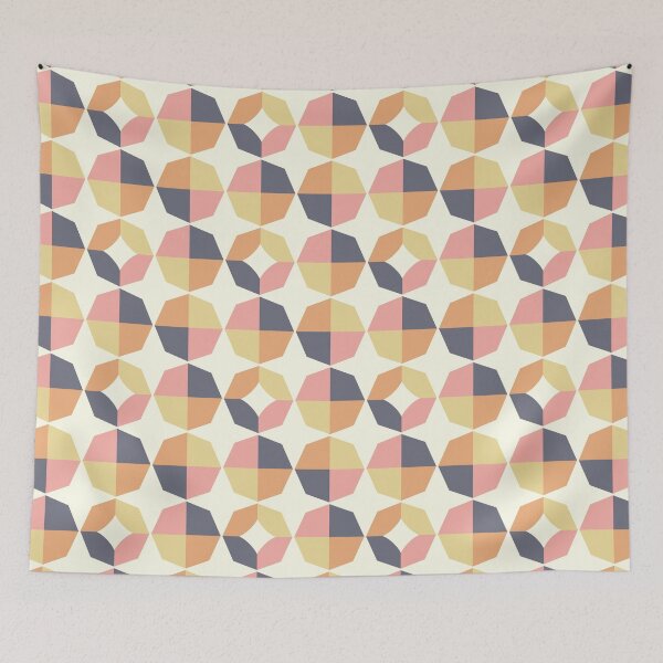 Item preview, Mid Mod Geometric Pink Blue & Tan designed and sold by Stephanie McRae.