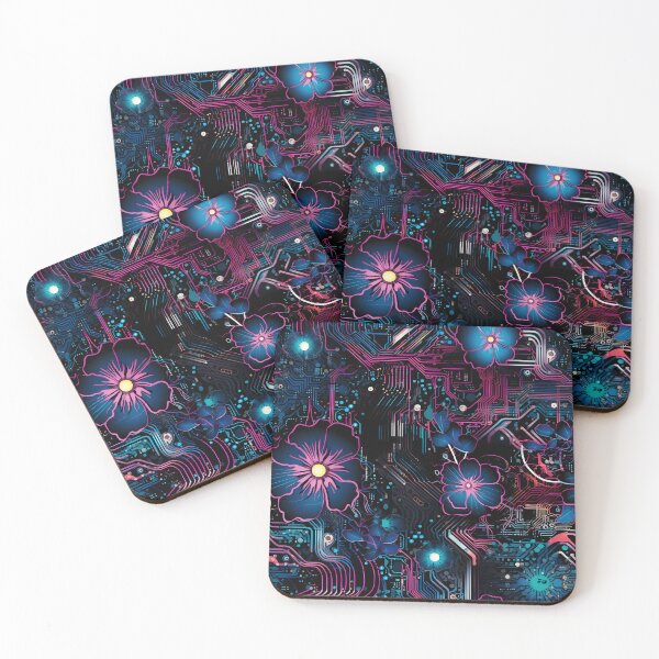 Item preview, Cyberpunk Flowers and Circuitry Pattern designed and sold by SchorlCraft.