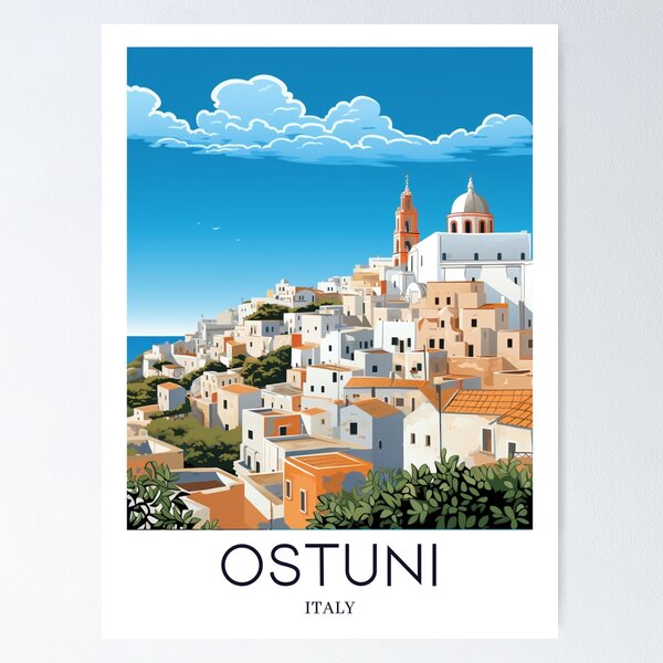 Item preview, A Pop Art Travel Print of Ostuni - Italy  designed and sold by StudioRedKoala.