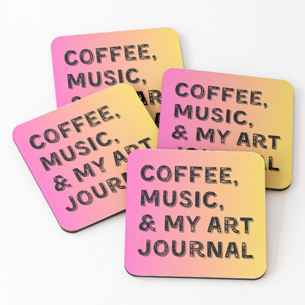 Item preview, Coffee, Music, & My Art Journal - pink and orange ombre designed and sold by thephoenixsoul.