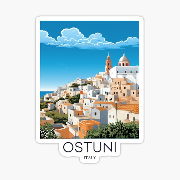 Item preview, A Pop Art Travel Print of Ostuni - Italy  designed and sold by StudioRedKoala.