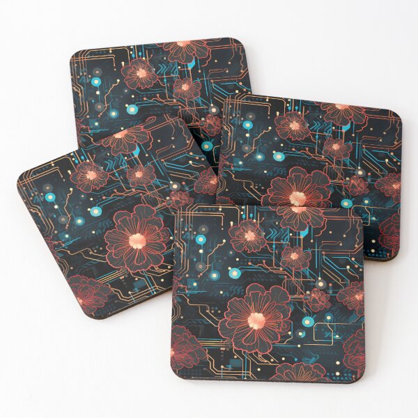 Item preview, Cyberpunk Flowers and Circuitry Pattern designed and sold by SchorlCraft.