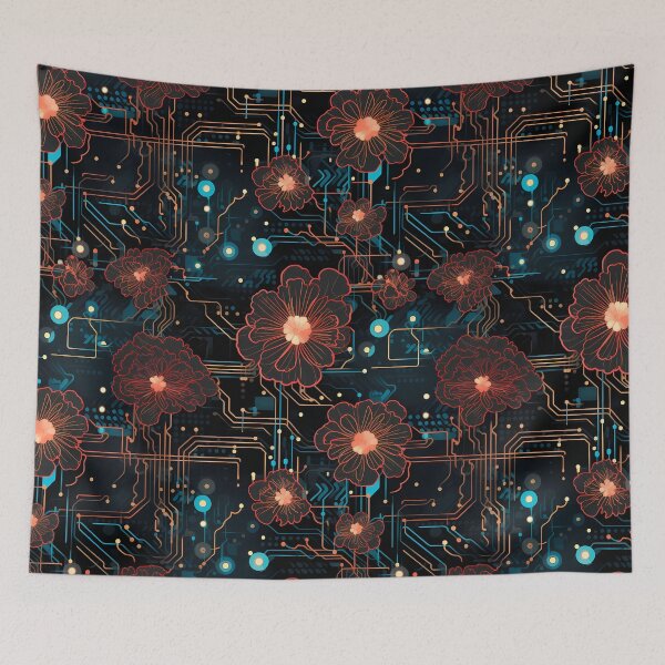 Item preview, Cyberpunk Flowers and Circuitry Pattern designed and sold by SchorlCraft.