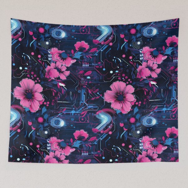 Item preview, Cyberpunk Flowers and Circuitry Pattern designed and sold by SchorlCraft.