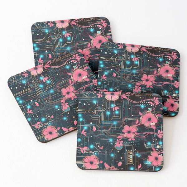 Item preview, Cyberpunk Flowers and Circuitry Pattern designed and sold by SchorlCraft.