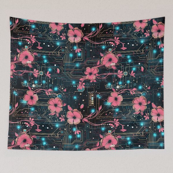 Item preview, Cyberpunk Flowers and Circuitry Pattern designed and sold by SchorlCraft.