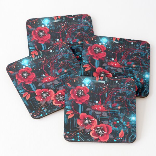 Item preview, Cyberpunk Flowers and Circuitry Pattern designed and sold by SchorlCraft.