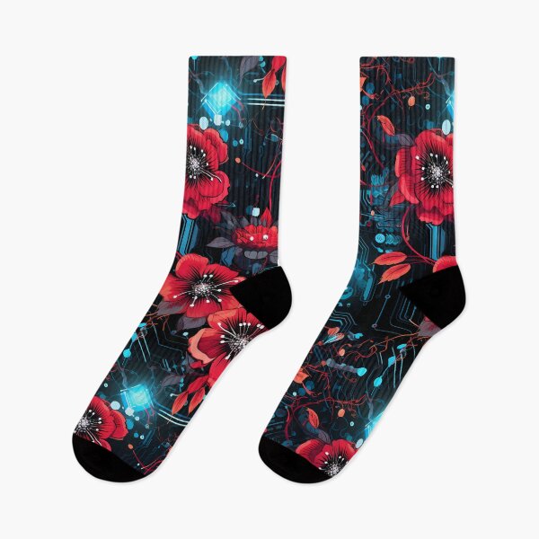 Item preview, Cyberpunk Flowers and Circuitry Pattern designed and sold by SchorlCraft.