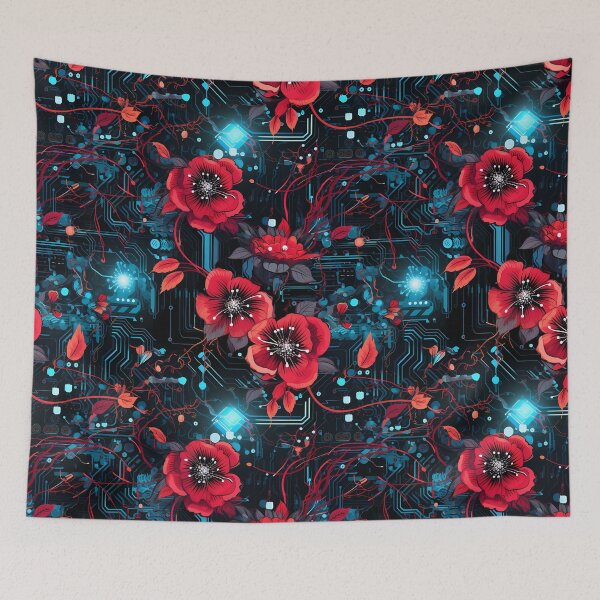 Item preview, Cyberpunk Flowers and Circuitry Pattern designed and sold by SchorlCraft.