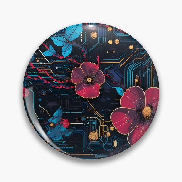 Item preview, Cyberpunk Flowers and Circuitry Pattern designed and sold by SchorlCraft.
