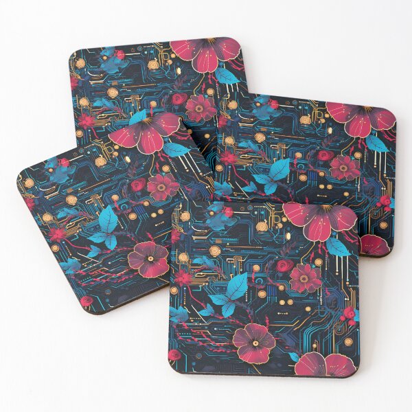 Item preview, Cyberpunk Flowers and Circuitry Pattern designed and sold by SchorlCraft.